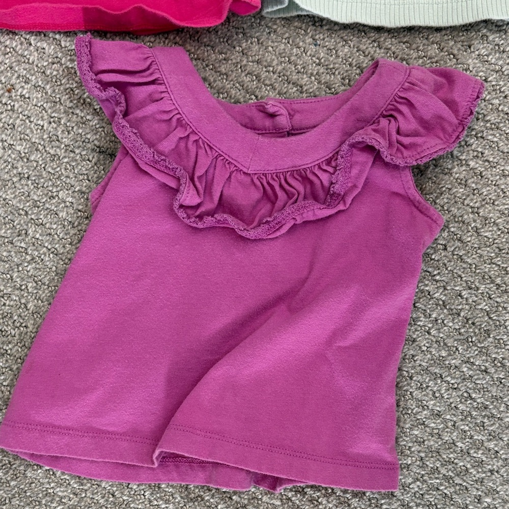Janie and Jack Ruffle Sleeve Tank Tops in Pink, Green, and Purple - Picture 6 of 7